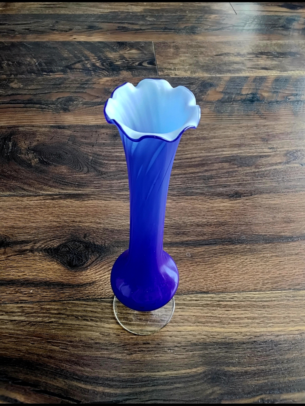 Cobalt Blue Murano Style Glass Bud Vase